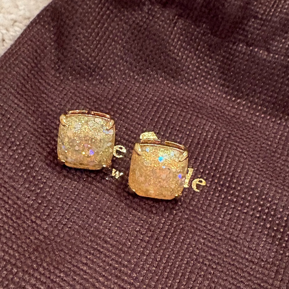 NWOT New Kate Spade Glitter White Gold Stud Earrings